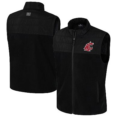 Men's Colosseum Black Washington State Cougars Block The Sun Full-Zip Vest