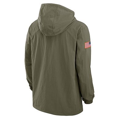 Men's Nike Olive Alabama Crimson Tide 2024 Military Appreciation Full-Snap Hoodie Military Jacket