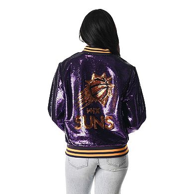 Women's The Wild Collective Purple Phoenix Suns Sequin Bomber Full-Zip Jacket