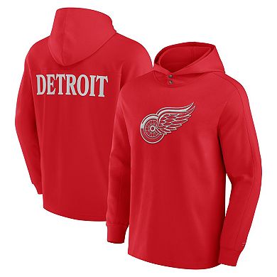 Men's Fanatics Red Detroit Red Wings Elements Blaze Tri-Blend Long Sleeve Hoodie T-Shirt