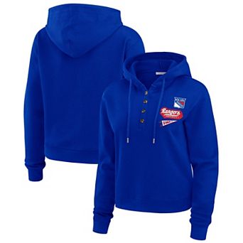 Women's WEAR by Erin Andrews Blue New York Rangers Waffle-Knit Pullover Hoodie