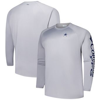 Men's Columbia Gray Dallas Cowboys Big & Tall Terminal Tackle�� Omni-Shade�� Raglan Long Sleeve T-Shirt
