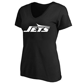 Women's Fanatics Black New York Jets Plus Size V-Neck T-Shirt