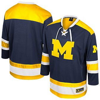 Men's Colosseum Navy Michigan Wolverines Athletic Machine Fashion Hockey Jersey