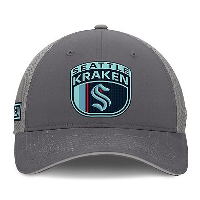 Men's Fanatics Gray Seattle Kraken Authentic Pro Home Ice Trucker Adjustable Hat