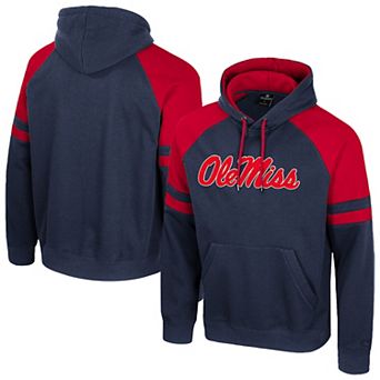 Men's Colosseum Navy Ole Miss Rebels Todd Raglan Pullover Hoodie