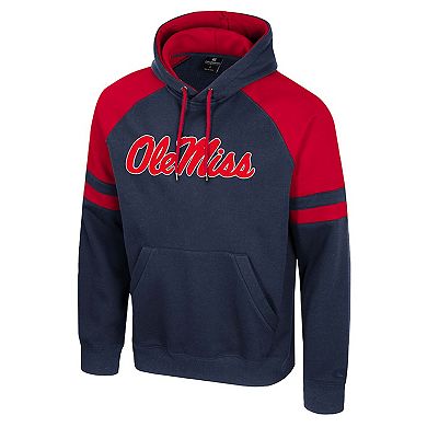 Men's Colosseum Navy Ole Miss Rebels Todd Raglan Pullover Hoodie