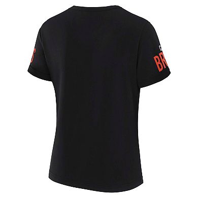Women's WEAR by Erin Andrews x Gracie Hunt Black Cleveland Browns Draft Me Lace-Up T-Shirt