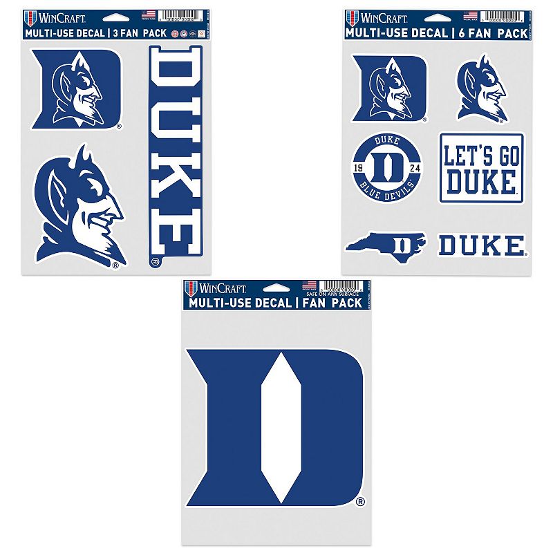 WinCraft Duke Blue Devils Three-Pack Fan Decal Set, Team