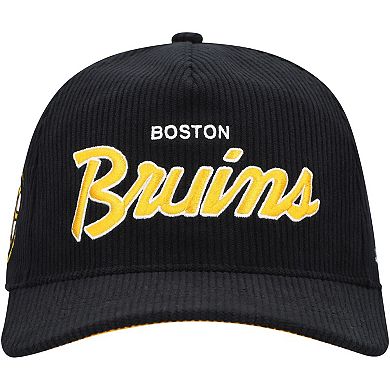 Men's '47 Black Boston Bruins Crosstown Corduroy Hitch Adjustable Hat