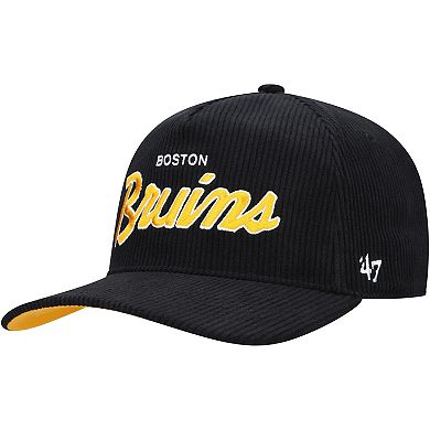 Men's '47 Black Boston Bruins Crosstown Corduroy Hitch Adjustable Hat