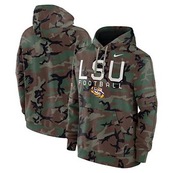Men's Nike Camo LSU Tigers 2024 Military Appreciation Club Fleece Pullover Hoodie