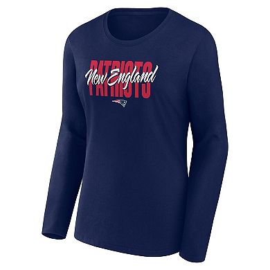 Women's Navy New England Patriots Grip Long Sleeve T-Shirt