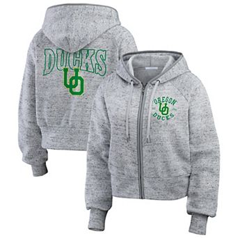 Women's WEAR by Erin Andrews Heather Gray Oregon Ducks Wear Speckle Double-Hit Raglan Full-Zip Hoodie