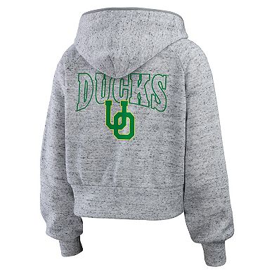 Women's WEAR by Erin Andrews Heather Gray Oregon Ducks Wear Speckle Double-Hit Raglan Full-Zip Hoodie