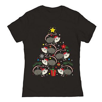 Junior's Opposum Christmas Tree Graphic Tee