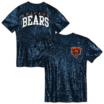 Youth Navy Chicago Bears Wordmark Sequin V-Neck Top