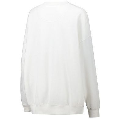 Women's White Alabama Crimson Tide Oversized Football Crewneck Sweatshirt