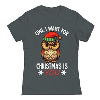 Junior's Owl Want Christmas You Graphic Tee