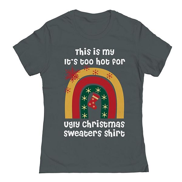 Junior s Ugly Christmas Sweater Graphic Tee Women s Size Small Heavy Metal
