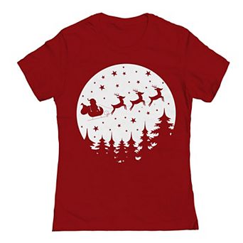Junior's Vector Christmas Moon Graphic Tee