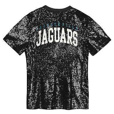 Youth Teal Jacksonville Jaguars Wordmark Sequin V-Neck Top