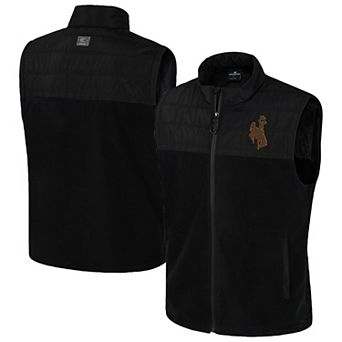 Men's Colosseum Black Wyoming Cowboys Block The Sun Full-Zip Vest