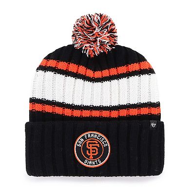 Men's '47 Black San Francisco Giants Plateau Cuffed Knit Hat with Pom