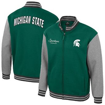 Men's Colosseum Green Michigan State Spartans Ambi-Turner Full-Zip Varsity Jacket