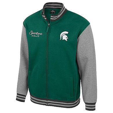 Men's Colosseum Green Michigan State Spartans Ambi-Turner Full-Zip Varsity Jacket