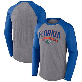 Men's Fanatics Gray Florida Gators Heritage Banner Year Tri-Blend Raglan Long Sleeve T-Shirt