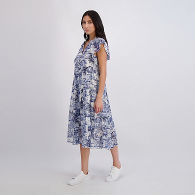 Women's London Times Flutter Sleeve Swing Dress