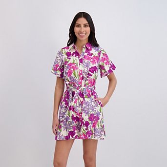Women's London Times Flutter Sleeve Shirt Dress
