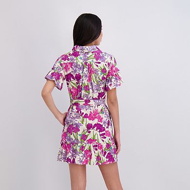 Women's London Times Flutter Sleeve Shirt Dress