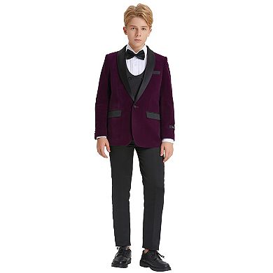Big Boys 8-20 Christmas Deluxe Velvet 5-Piece Suit Set with Dress Shirt and Bowtie