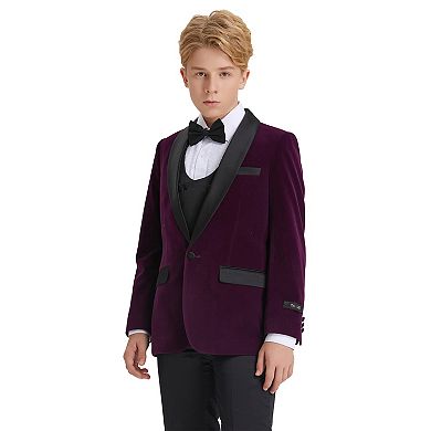 Big Boys 8-20 Christmas Deluxe Velvet 5-Piece Suit Set with Dress Shirt and Bowtie