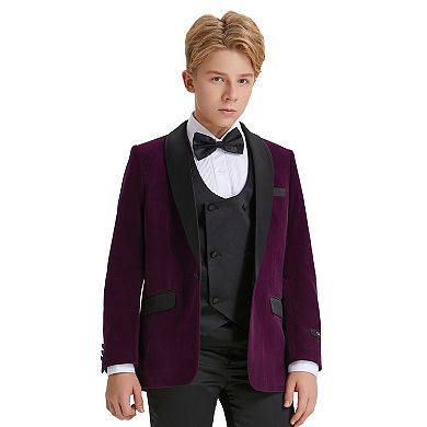 Big Boys 8-20 Christmas Deluxe Velvet 5-Piece Suit Set with Dress Shirt and Bowtie