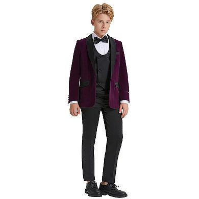 Big Boys 8-20 Christmas Deluxe Velvet 5-Piece Suit Set with Dress Shirt and Bowtie