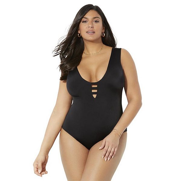 Swimsuits for All Women s Plus Size Strappy Scoopneck One Piece Swimsuit