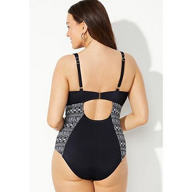 Swimsuits for All Women's V-Neck Ring One Piece Swimsuit