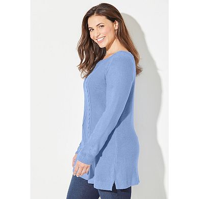 Catherines Women's Plus Size Cashmiracle; Cable Sweater