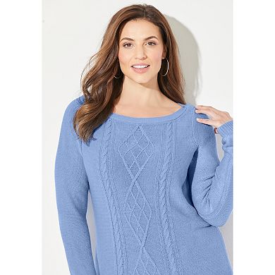 Catherines Women's Plus Size Cashmiracle; Cable Sweater
