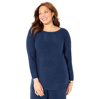Catherines Women's Plus Size Cashmiracle Cable Sweater