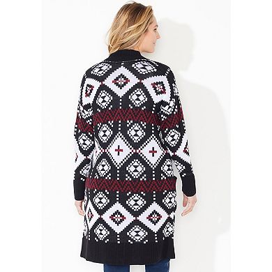 Catherines Women's Plus Size Classic Fair Isle Coatigan