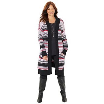 Catherines Women's Plus Size Classic Fair Isle Coatigan