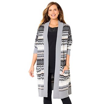 Catherines Women's Plus Size Classic Fair Isle Coatigan