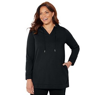 Catherines Women's Plus Size Cloud Knit French Terry Classic Hoodie Tunic