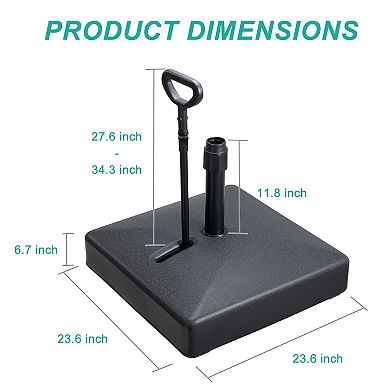AOODOR Patio Umbrella Base Heavy Duty with Wheels and Pull Rod, Fillable Umbrella Base