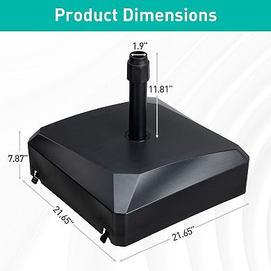AOODOR Patio Umbrella Base With Wheels, Heavy Duty Fillable Market Umbrella Stand