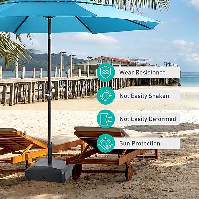 heavy duty patio umbrella stands Aoodor Base with Wheels and Pull Rod Its elegant wood grain finish and versatile fit for 1.5 Dia Outsunny Patio Umbrella Base with